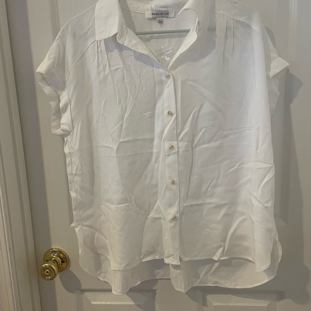 Rose & Olive Crisp White Collared Shirt